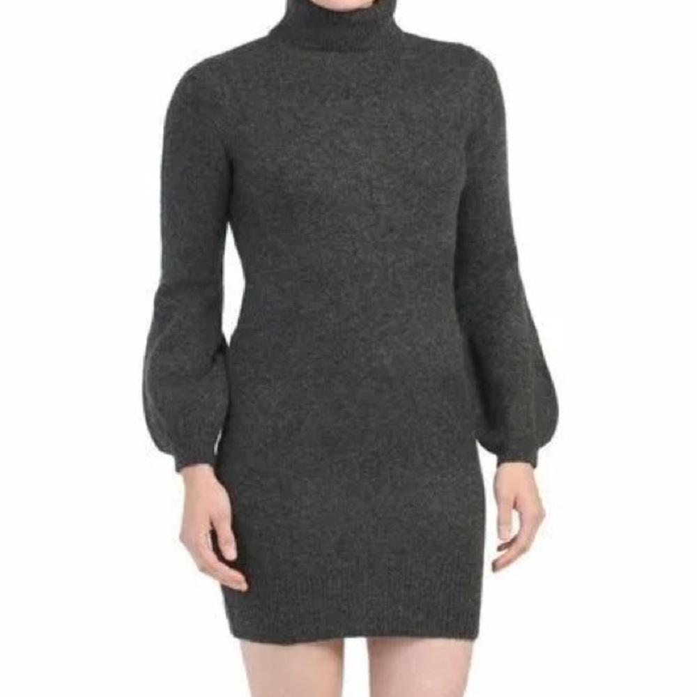 Yes Lola Olive Green Turtle neck balloon sleeve dress